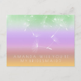 Bent u Bridesmaid Dandelion Paarse Mint Ombre? Briefkaart