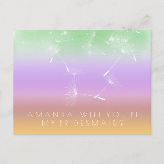 Bent u Bridesmaid Dandelion Paarse Mint Ombre? Briefkaart (Voorkant)