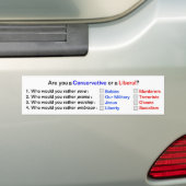 Bent u conservatief of liberaal? bumpersticker (Op auto)