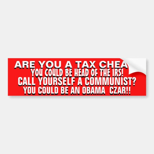 BENT U EEN TAXCHEAT OF EEN VERMIJDEN COMMUNIST? BUMPERSTICKER (Voorkant)