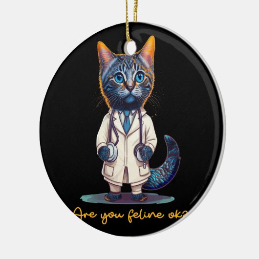 Bent u Feline Ok Antropomorphic Kat Verpleegster S Keramisch Ornament (Links)