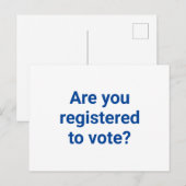 Bent u geregistreerd om te stemmen? custom blauw e briefkaart (Voorkant / Achterkant)