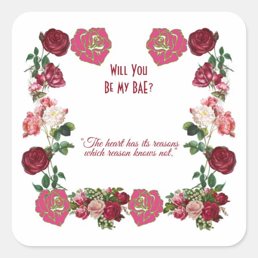 Bent u mijn BAE Rustic Rozen Valentijn? Vierkante Sticker (Voorkant)