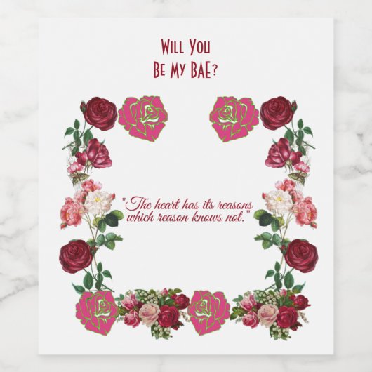 Bent u mijn BAE Rustic Rozen Valentijn? Wijn Etiket (Enkel label)