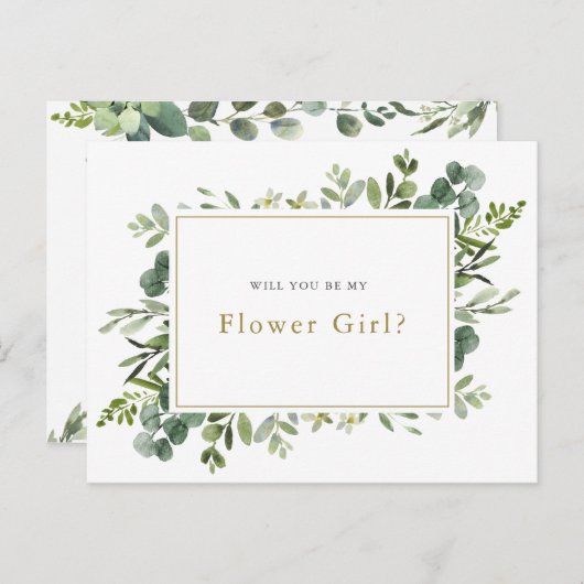 "Bent u mijn bloemenmeisje?" Aankondigingskaart (Voorkant / Achterkant)