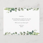 "Bent u mijn bloemenmeisje?" Aankondigingskaart (Achterkant)