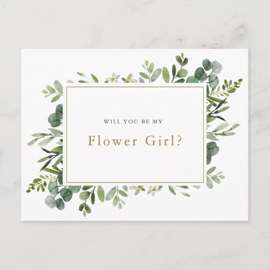 "Bent u mijn bloemenmeisje?" Aankondigingskaart (Voorkant)