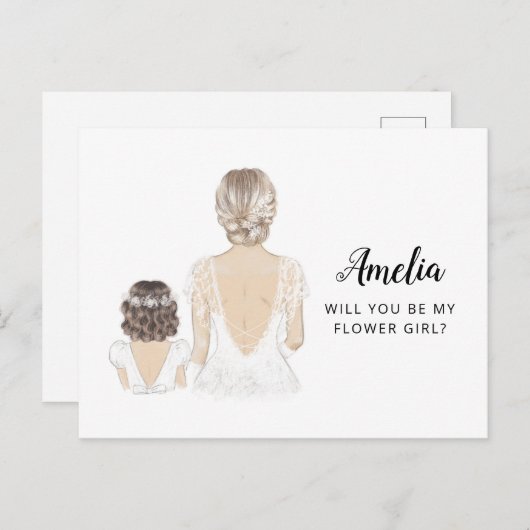 Bent u mijn Bloemenmeisje-Briefkaart? Briefkaart (Voorkant / Achterkant)