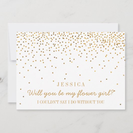 Bent u mijn Bloemenmeisje  Gold Confetti? Kaart (Voorkant)