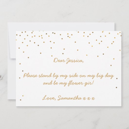 Bent u mijn Bloemenmeisje  Gold Confetti? Kaart (Achterkant)