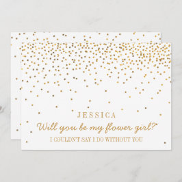 Bent u mijn Bloemenmeisje  Gold Confetti? Kaart