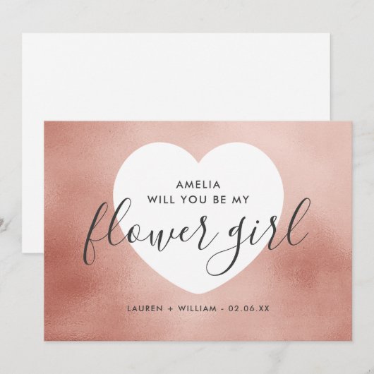 Bent u mijn Bloemenmeisje-kaart - Roos Gold Kaart (Voorkant / Achterkant)