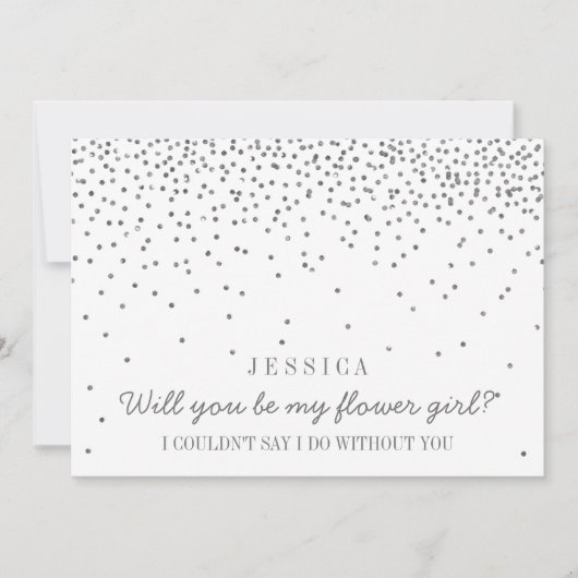 Bent u mijn Bloemenmeisje  Silver Confetti? Kaart (Voorkant)