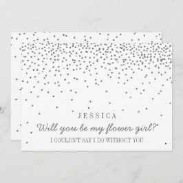 Bent u mijn Bloemenmeisje  Silver Confetti? Kaart