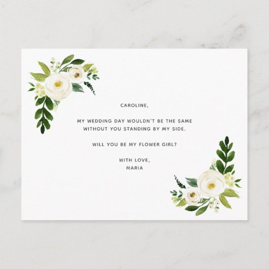 Bent u mijn Bloemenmeisje-voorstel? Aankondigingskaart (Achterkant)