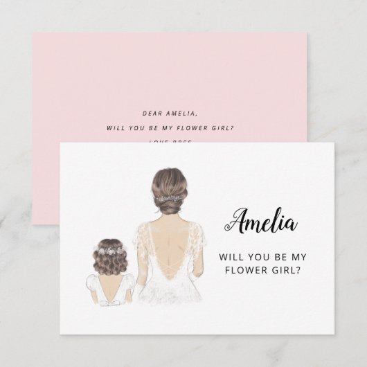 Bent u mijn Bloemenmeisje-voorstel met een platte  Kaart (Voorkant / Achterkant)