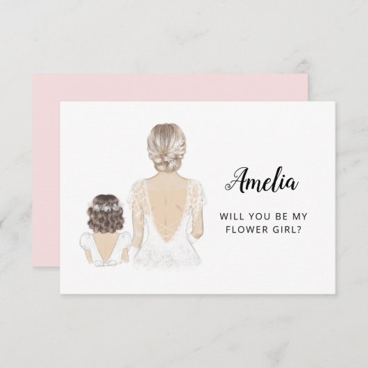 Bent u mijn Bloemenmeisje-voorstel met een platte Kaart (Voorkant / Achterkant)
