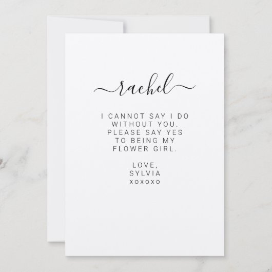 Bent u mijn Bloemenmeisje Weddenschap-voorstel? Kaart (Achterkant)