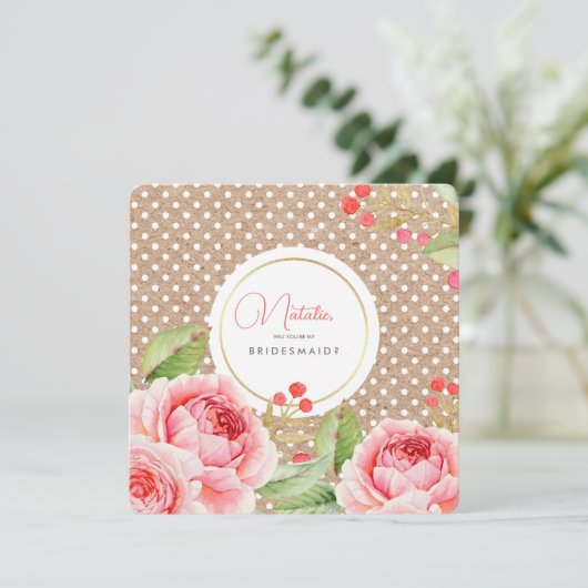 Bent u mijn Bridesmaid? Aangepaste uitnodigingen (Staand voorkant)