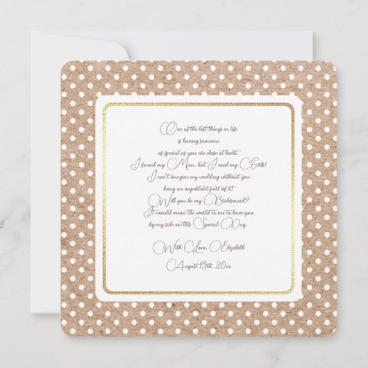 Bent u mijn Bridesmaid? Aangepaste uitnodigingen (Achterkant)