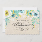 Bent u mijn Bridesmaid? Aquarel Bloemen Kaart (Voorkant)