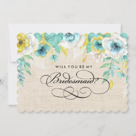 Bent u mijn Bridesmaid? Aquarel Bloemen Kaart