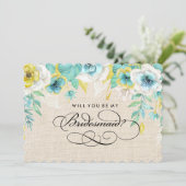 Bent u mijn Bridesmaid? Aquarel Bloemen Kaart (Staand voorkant)