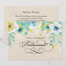 Bent u mijn Bridesmaid? Aquarel Bloemen Kaart