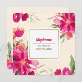 Bent u mijn Bridesmaid? Aquarel Bloemen Kaart