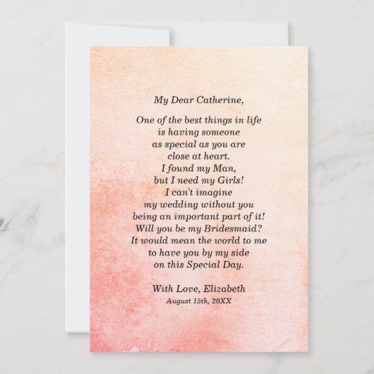 Bent u mijn Bridesmaid? Aquarel Bloemen Kaart (Achterkant)