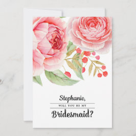 Bent u mijn Bridesmaid? Aquarel Bloemen Kaart
