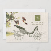 Bent u mijn Bridesmaid?  Art Burlap Kaart (Voorkant)