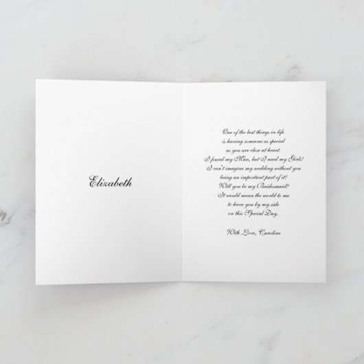 Bent u mijn Bridesmaid?  Art Kaart (Binnen)