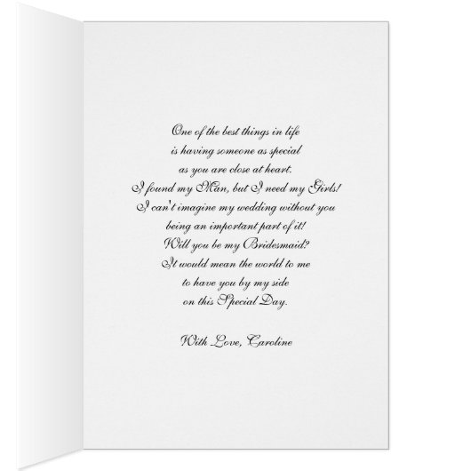 Bent u mijn Bridesmaid?  Art Kaart (Binnen (Rechts))