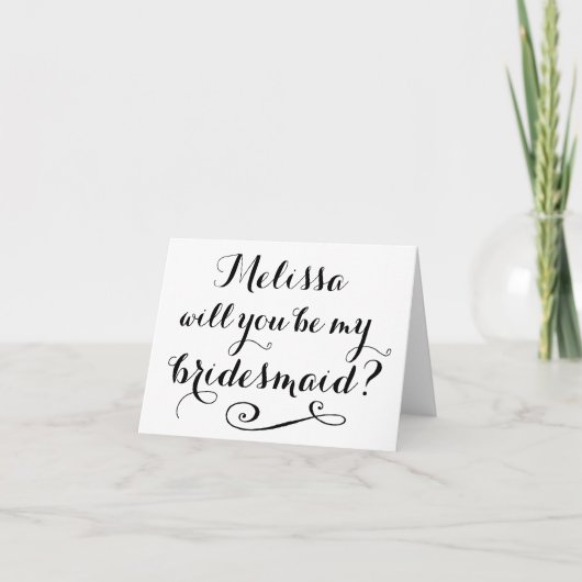 Bent u mijn Bridesmaid BLACK Typografische Kaart (Voorkant)