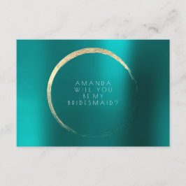 Bent u mijn Bridesmaid Blauwgroen Green Gold Minim Kaart