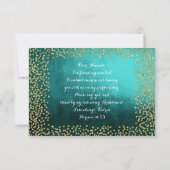 Bent u mijn Bridesmaid Blauwgroen Vip Gold Confett Kaart (Achterkant)