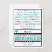 Bent u mijn Bridesmaid? Blue/Black GODDAUGHTER Kaart (Voorkant / Achterkant)