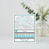 Bent u mijn Bridesmaid? Blue/Black Poem NIECE Kaart (Staand voorkant)