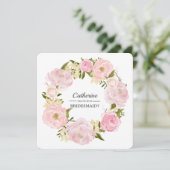 Bent u mijn Bridesmaid? Blush Pink Peony Wreath Kaart (Staand voorkant)