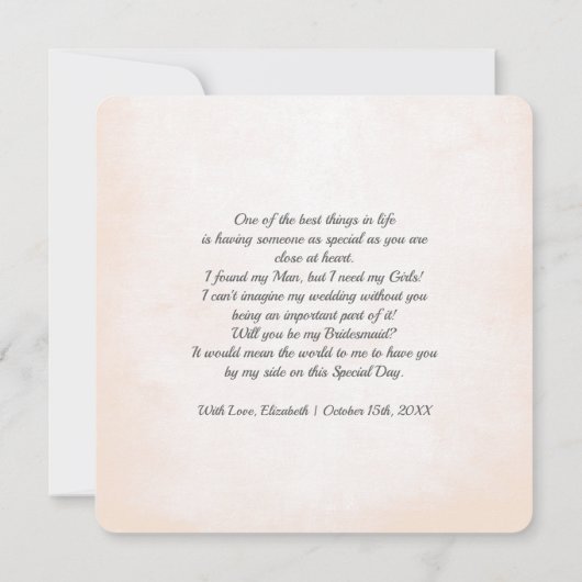 Bent u mijn Bridesmaid? Blush Pink Peony Wreath Kaart (Achterkant)