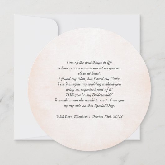 Bent u mijn Bridesmaid? Blush Pink Peony Wreath Kaart (Achterkant)