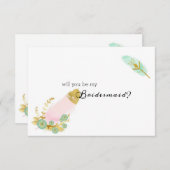 Bent u mijn Bridesmaid Boho Pink en Gold Feath? (Voorkant / Achterkant)