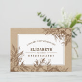 Bent u mijn Bridesmaid? Botanisch kraftpapier Kaart (Staand voorkant)