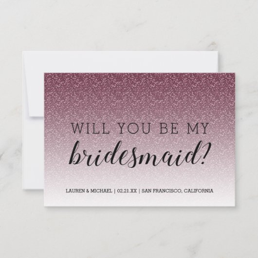 Bent u mijn Bridesmaid Burgundy Glitter Ombre? Kaart (Voorkant)