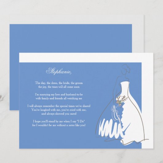 Bent u mijn Bridesmaid Card Blue/White? Kaart (Voorkant / Achterkant)