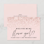 Bent u mijn Bridesmaid Card Blush Pink Glitter Kaart (Voorkant / Achterkant)