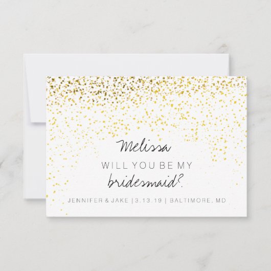 Bent u mijn Bridesmaid - Confetti Fab Gold Kaart (Voorkant)