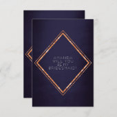 Bent u mijn Bridesmaid Copper Diamond Glam Navy? Kaart (Voorkant / Achterkant)