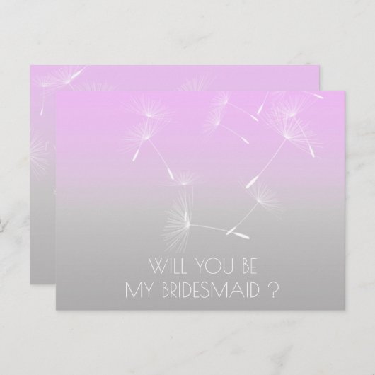 Bent u mijn Bridesmaid Dandelion Lavanda Ombre? Uitnodiging Briefkaart (Voorkant / Achterkant)